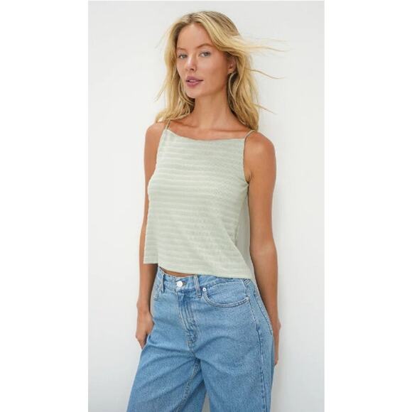 LNA Lena High Neck Tank Sage Square Neck Tank Top Green Size XS - Picture 1 of 8